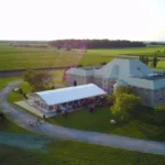 Aerial view of Château des Charmes wedding venue in Niagara-on-the-Lake wine country.