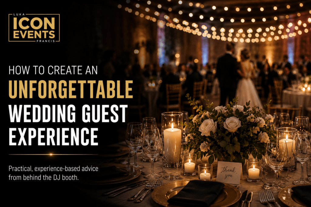 Elegant candlelit wedding reception illustrating how thoughtful planning creates an unforgettable wedding guest experience.