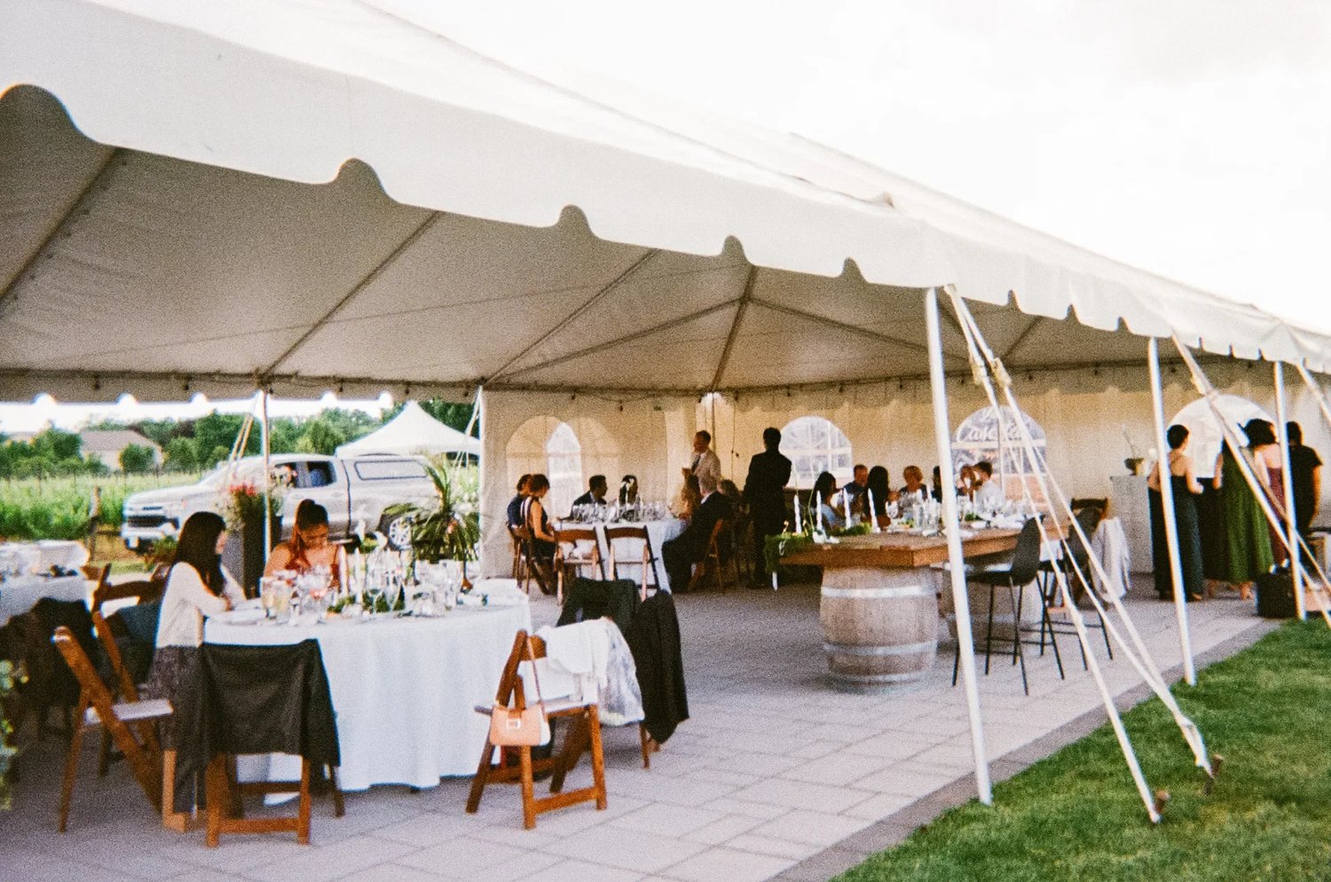 Wedding reception inside the marquee tent at 180 Estate Winery