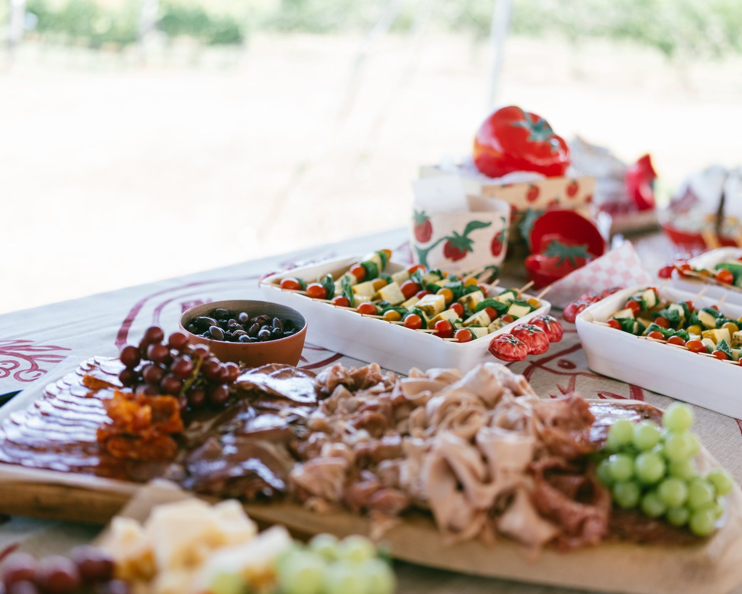 Wedding catering presentation prepared by 180 Estate Winery