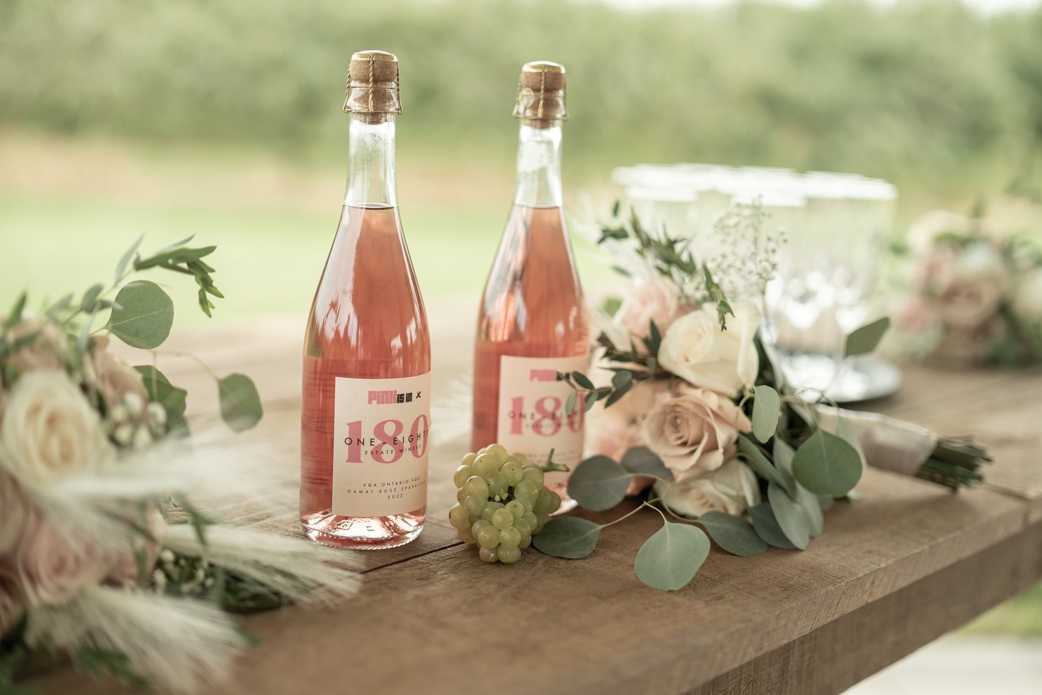 180 Estate Winery wine detail at a wedding reception