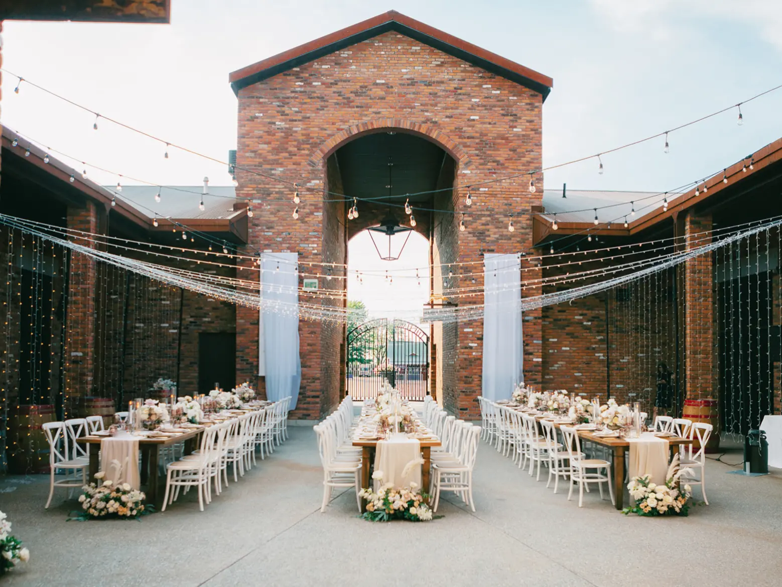 Wedding reception in The Hare Wine Co courtyard
