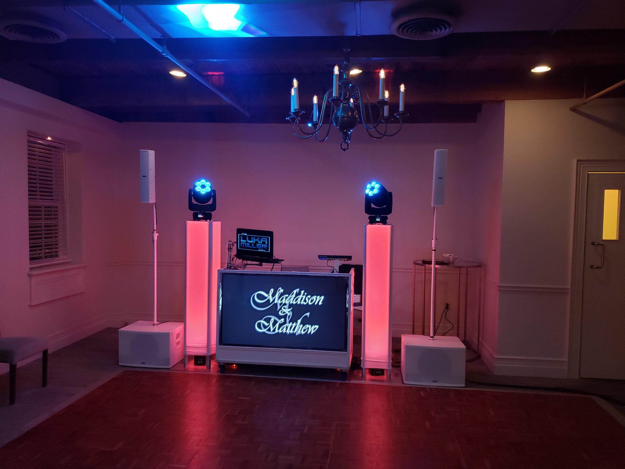 Custom wedding graphic displayed on an Icon Events video screen