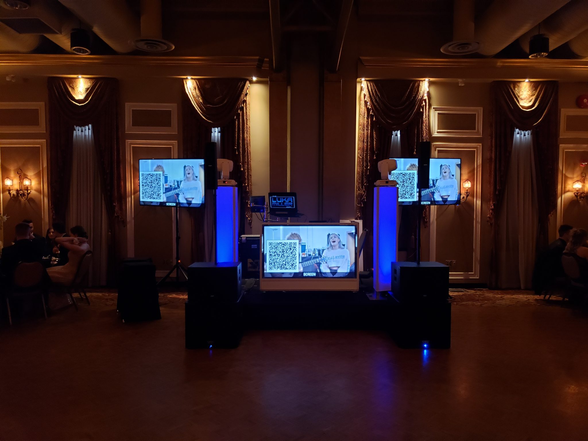 Three-screen interactive video DJ setup by Icon Events