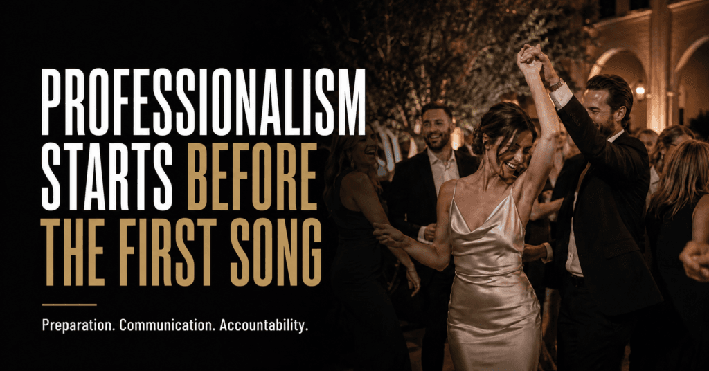 Professional wedding DJ standards: preparation, communication and accountability before the first song
