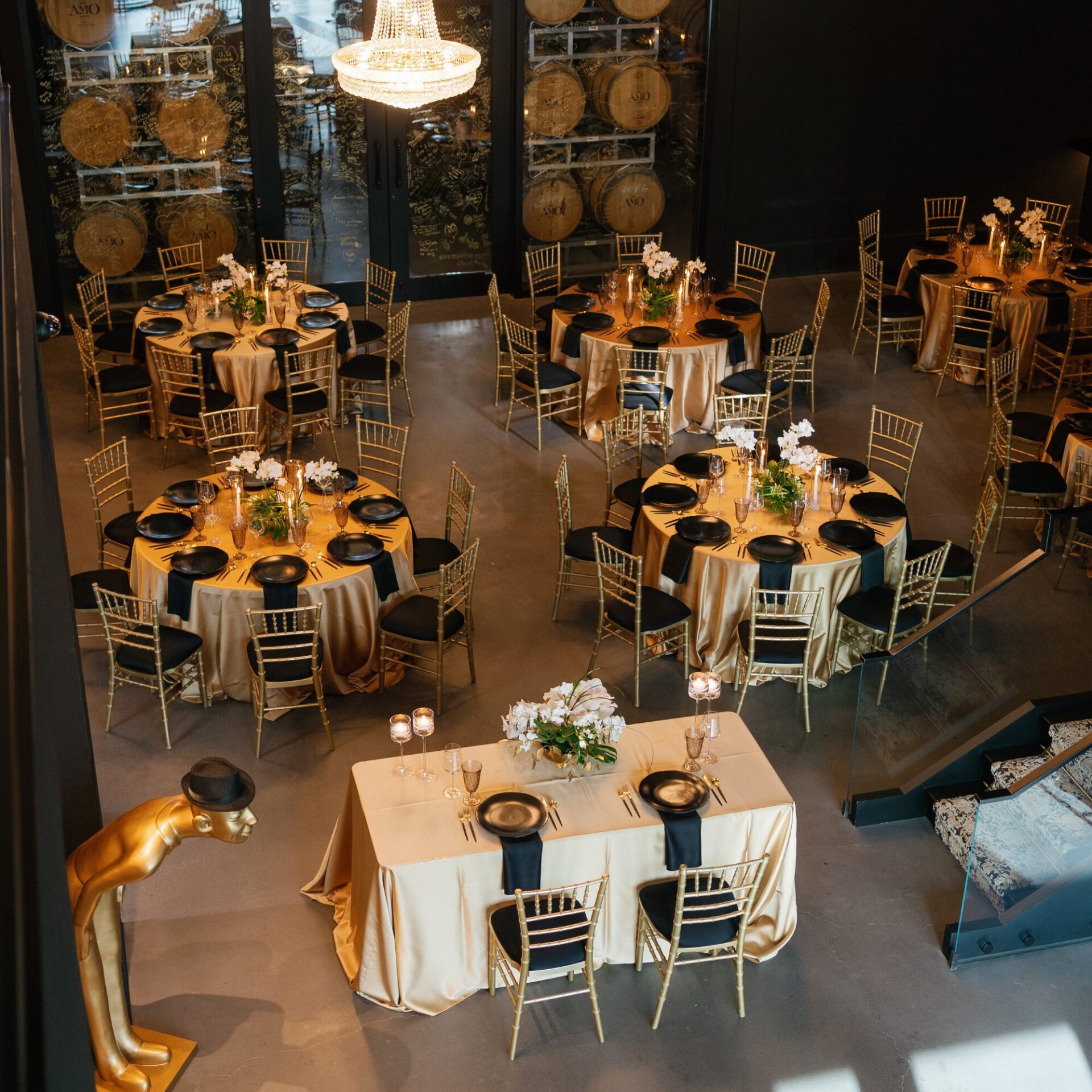 AMO Estate Winery Tasting Room prepared for a wedding reception