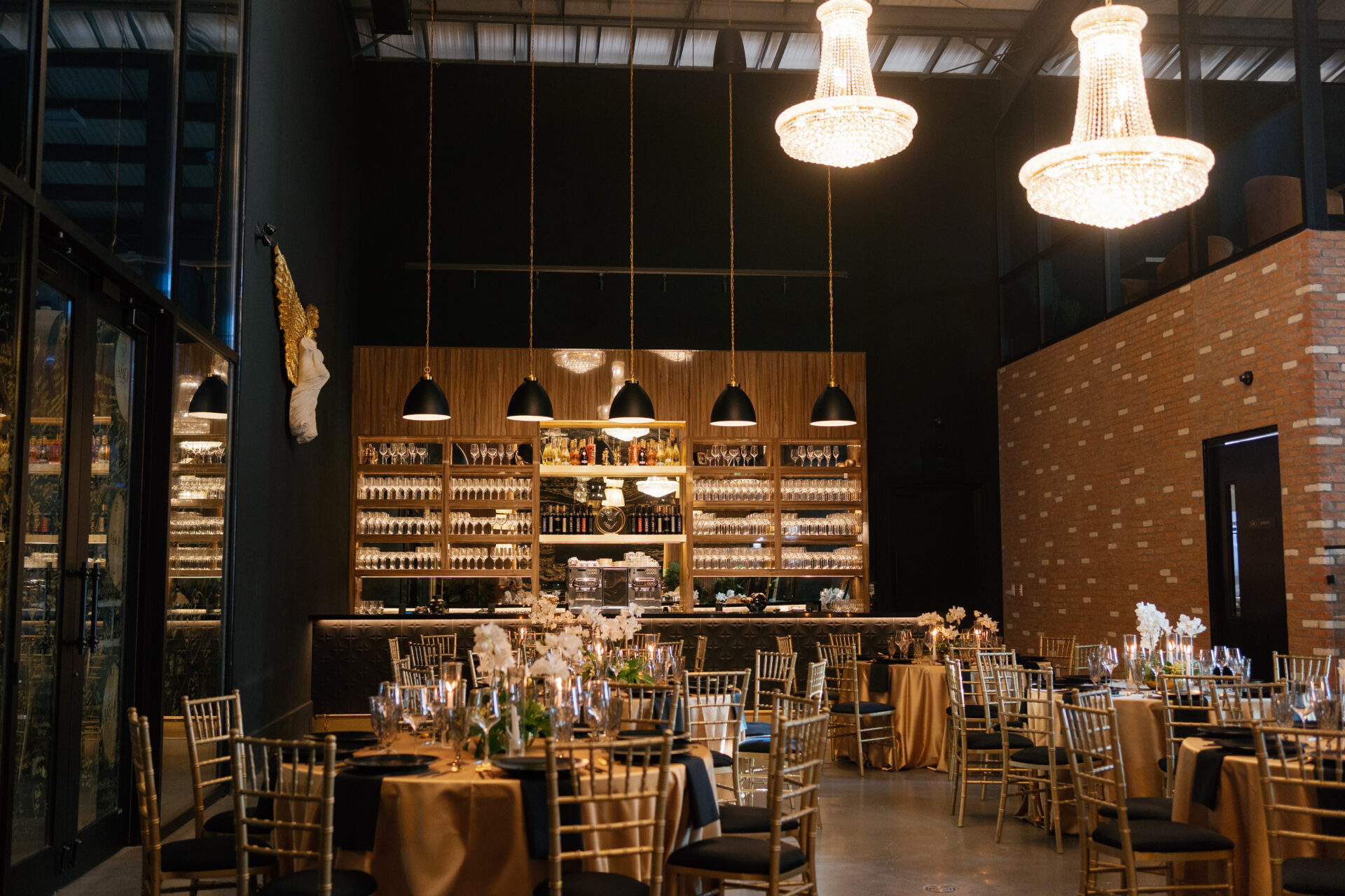 Elegant wedding tables inside AMO Estate Winery Tasting Room