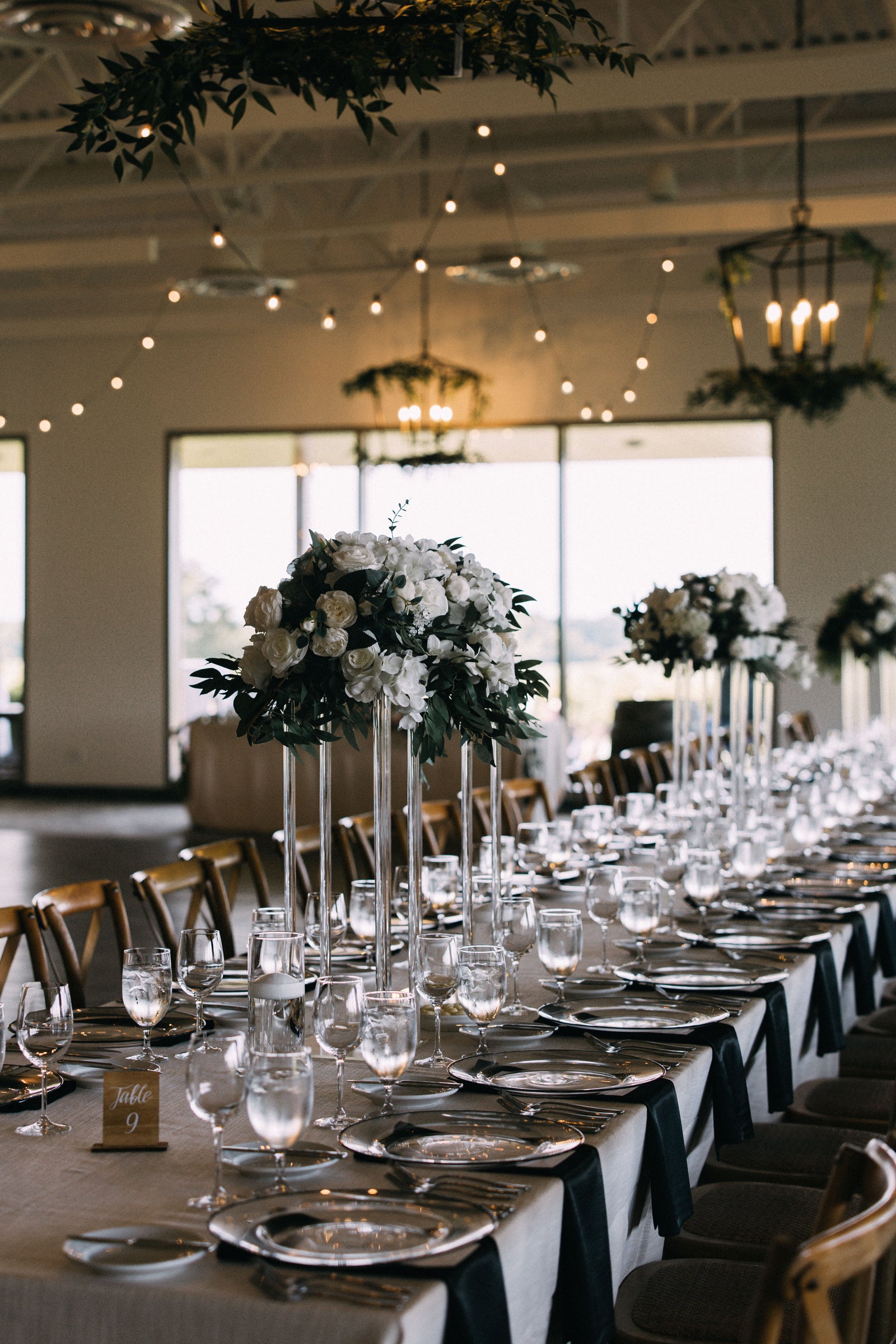 Wedding reception tables inside Ravine Vineyard Event Centre