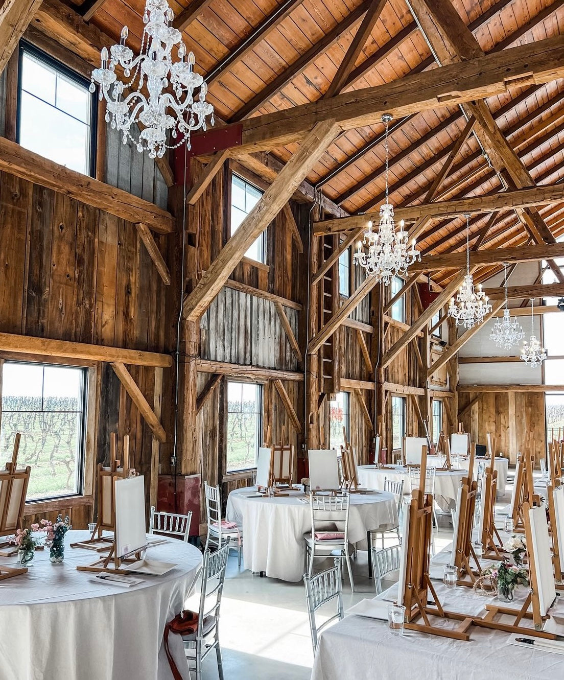 The restored timber interior of The Legacy Hall at Vieni Estates