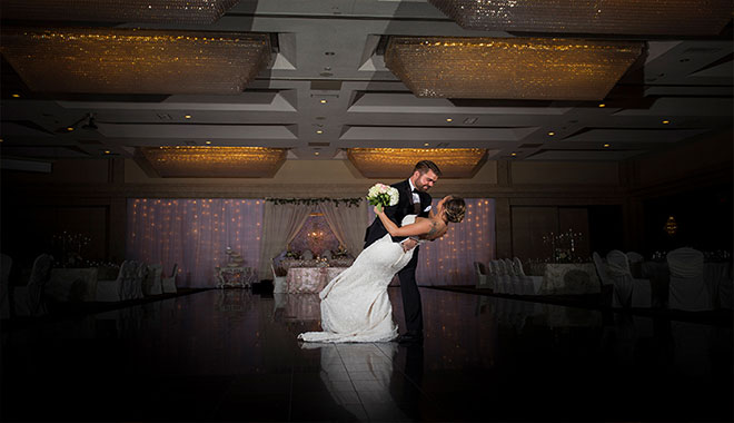 Couple dancing in the Grande Ballroom at Americana Resort in Niagara Falls