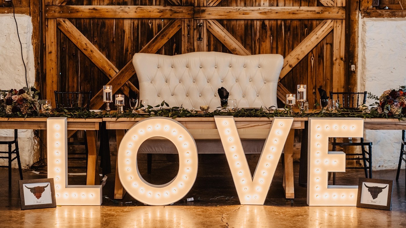 Wedding reception decor at Ball’s Falls