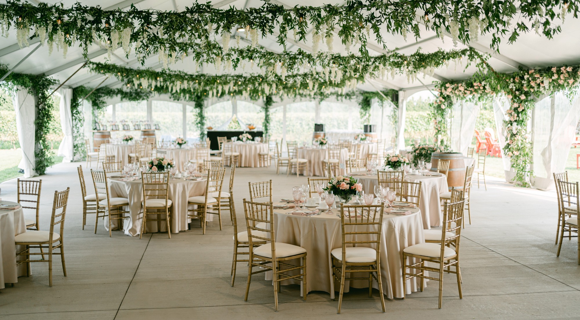 Tented wedding reception at Bella Terra Vineyards weddings