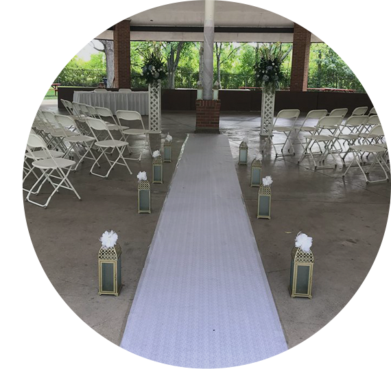 Covered outdoor wedding ceremony Pavilion at Club Italia