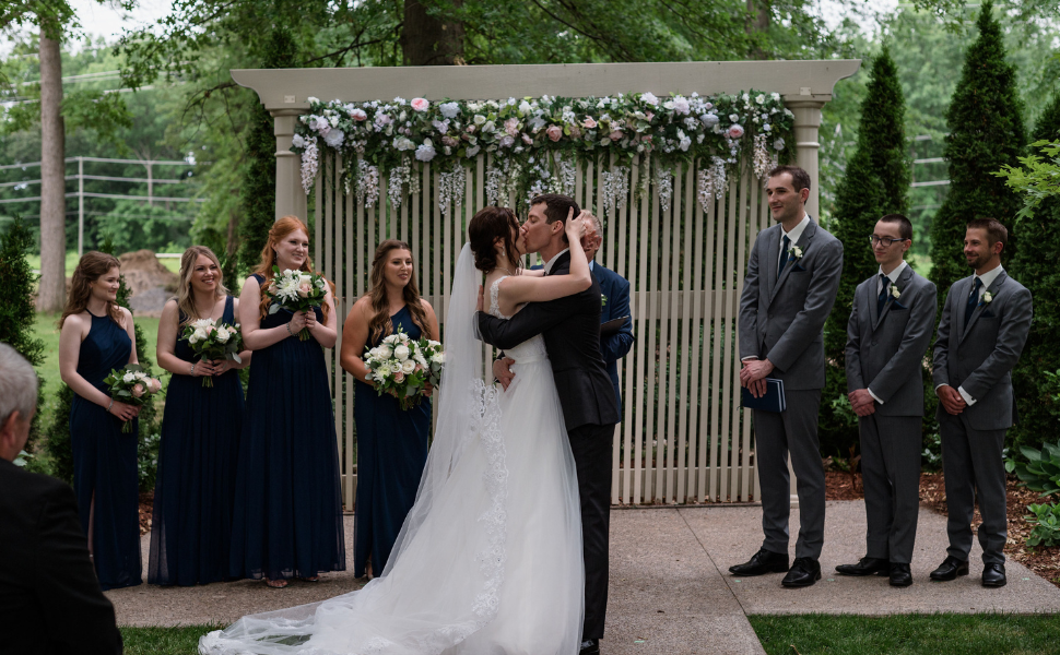 Club Roma garden wedding ceremony