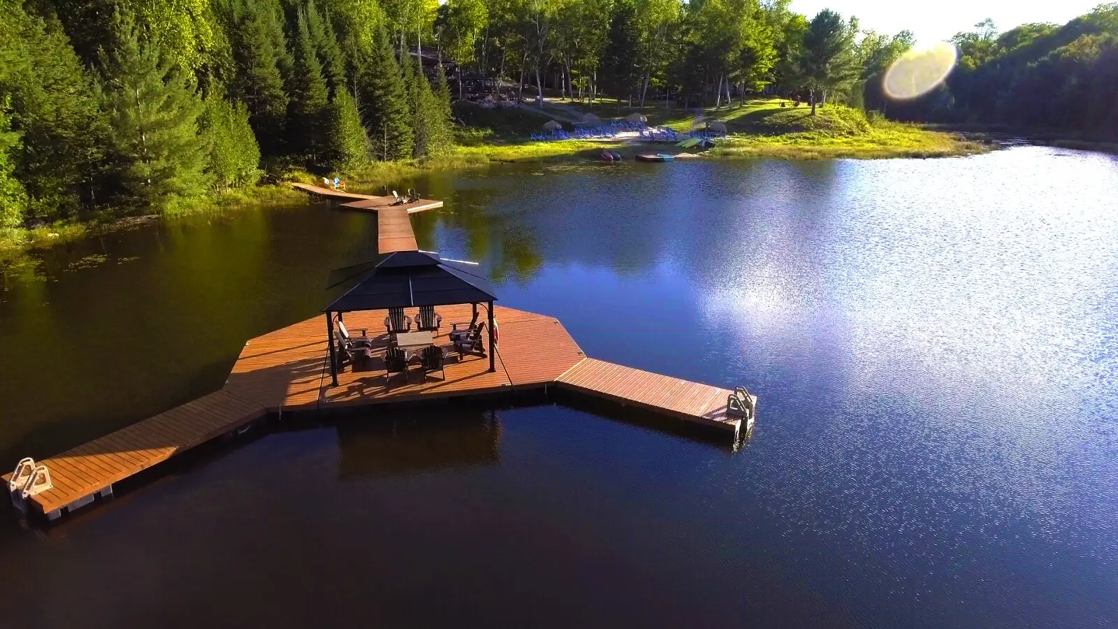 Waterfront dock at a cottage-country resort near Bancroft