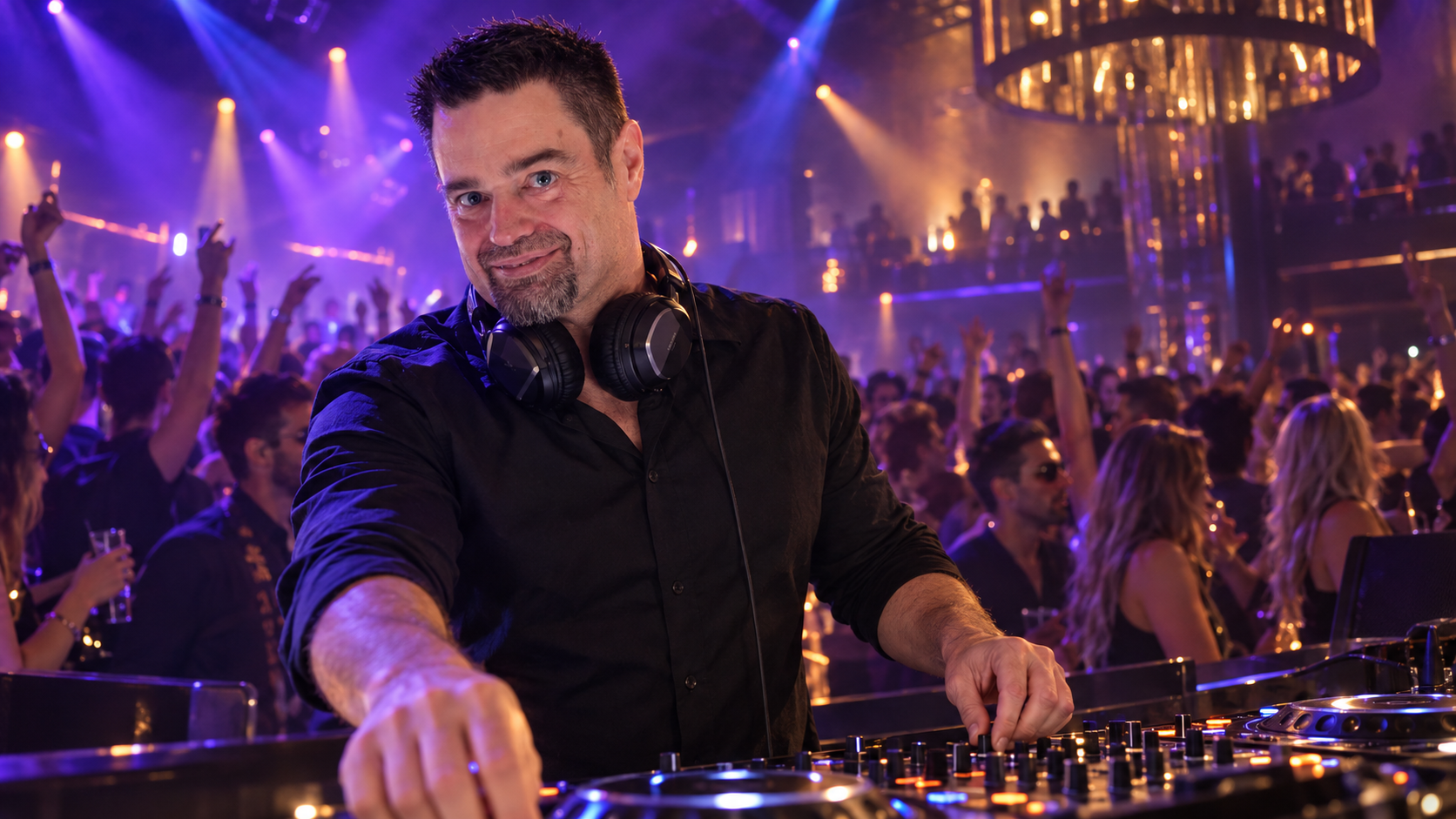 Luka Miller performing for a packed nightclub dance floor