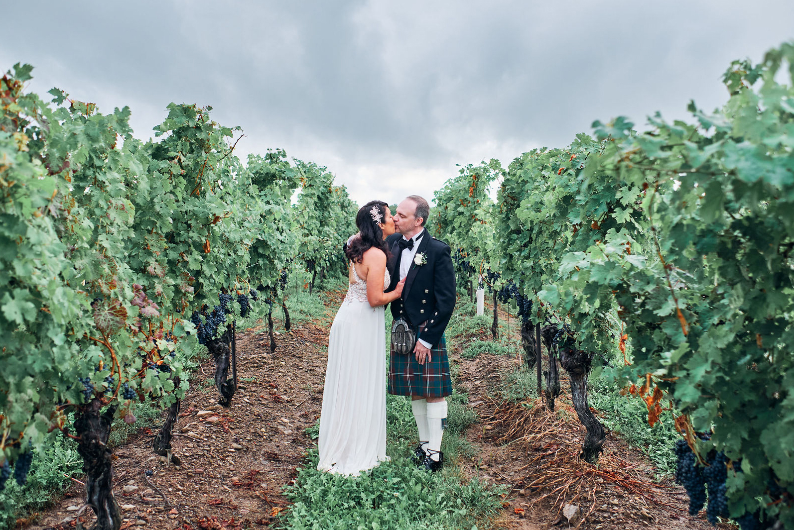 Couple in the Peninsula Ridge vineyard