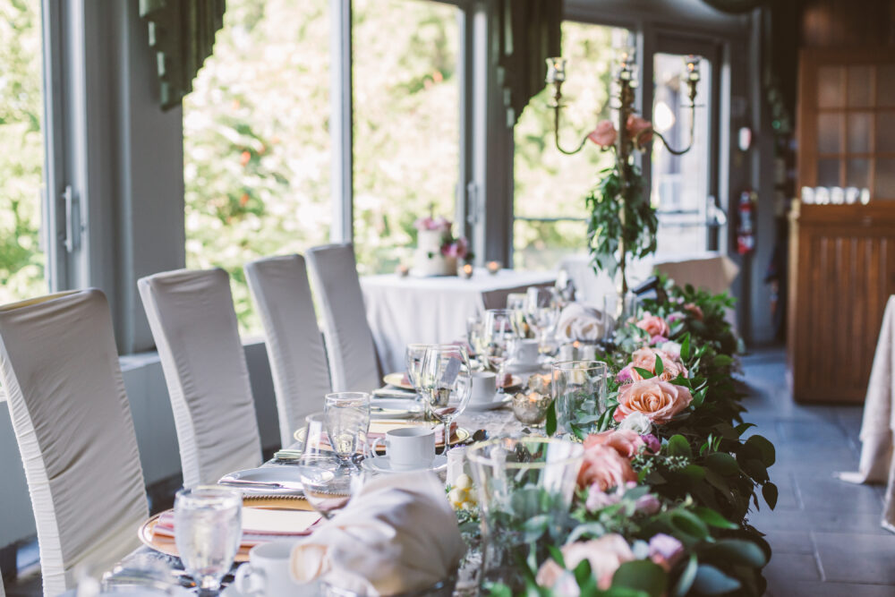 Wedding reception tables inside Queenston Heights Restaurant