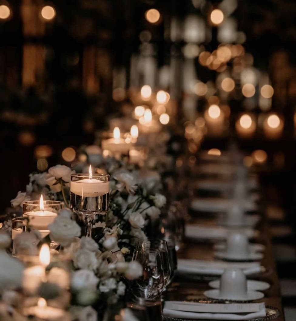Candlelit wedding dinner at Stratus Vineyards