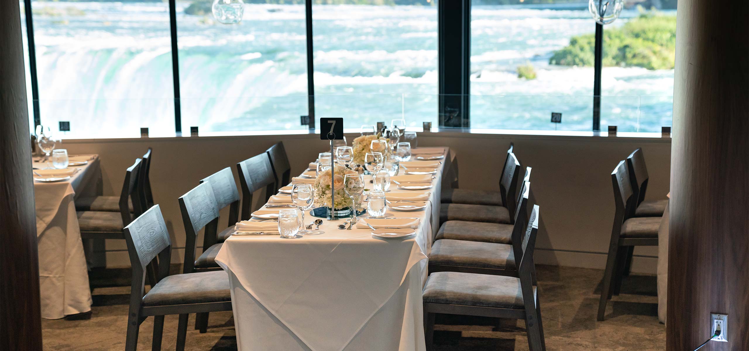 Wedding reception overlooking Horseshoe Falls at Table Rock House